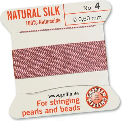 Produktbild von Perlseide Natur dunkelrosa Nr-4-0,60mm - 2m / 1 Nadel