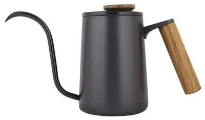 Kaffeekanne 600 ml Edelstahl Schwanenhals schwarz