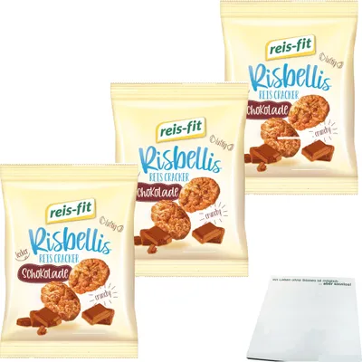 Produktbild von Reis-Fit Risbellis Reis Cracker Schokolade 3er Pack (3x40g Packung) + usy Block
