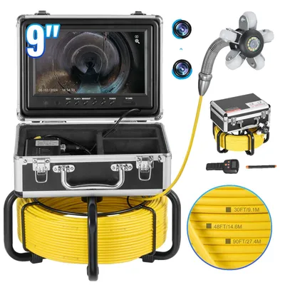 Obrázek produktu pro Kanalizační kamera VEVOR s lokátorem 512 Hz, 50 m, samonivelační kamera pro inspekci potrubí s 9palcovou obrazovkou 1080P HD, 36x zoom, potrubní kamera