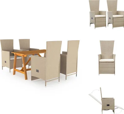 Image de vidaXL Ensemble de jardin 5 pièces Beige - Ensemble de meubles de jardin