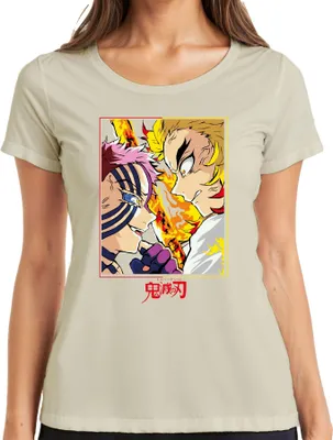 Produktbild von 鬼滅の刃 Rengoku Akaza Flammenkampf Anime Geschenk Fan Damen T-Shirt, Natur, L