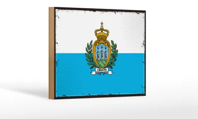 Produktbild von Holzschild Flagge San Marinos 18x12 cm Retro San Marino Dekoration