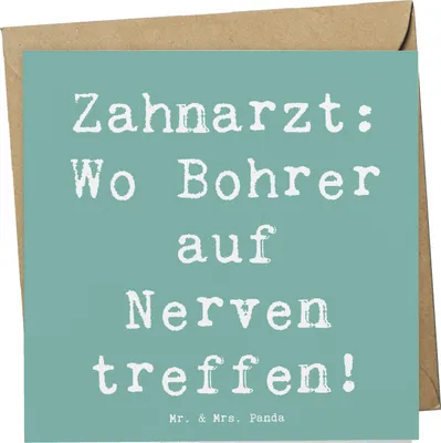 Produktbild von Mr. & Mrs. Panda Klappkarte Spruch Zahnarzt Nerven - Meeresbrise - Geschenk, Geschenke für Berufstätige, faltkarte, anlasskarte, Glückwunschkarte, Grußkarte, Beruf