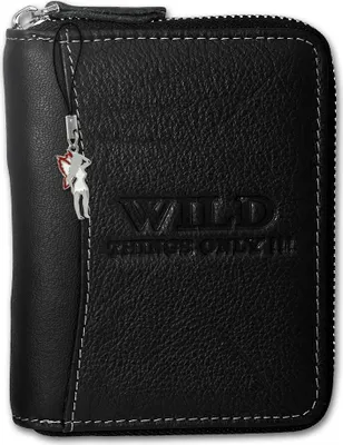 Obrázok produktu pre Wild Things Len peňaženka na zips s prítlačným kolíkom čierna koža OPJ108S