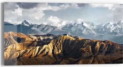 Produktbild von DEQORI Glasbild Echtglas 60x30 cm 'Bergkettenpanorama' Wandbild Bild modern Deko