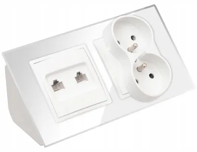 Produktbild von Adelid Quadra Doppel-Steckdose Glas RJ45 Weiß