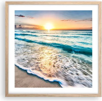 Produktbild von Gerahmtes Poster - Rahmen in heller Eiche - Meer Welle Strand - 50x50 cm - Wand Bild - Wanddeko - Wandbilder - Wandposter - Bilderrahmen - Bilder - Kunstdruck - Wandbild - P2NAC50x50-3621