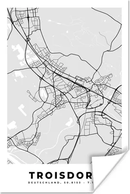 Produktbild von MuchoWow® Poster Karte - Troisdorf - Deutschland - Stadtplan 120x180 cm - Kunstposter