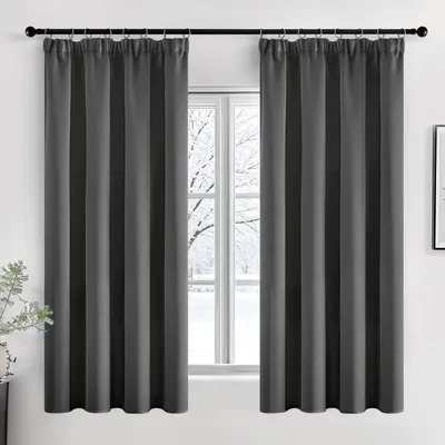 Immagine prodotto di Tende oscuranti grigie con passamaneria, set di 2 pannelli, 140 x 175 cm