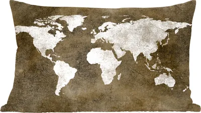 Produktbild von MuchoWow® Zierkissen Sofakissen Wohnzimmer Dekokissen 50x30 cm Weltkarte - Vintage - Sepia - Wohnzimmerdekoration - Polster mit Photo