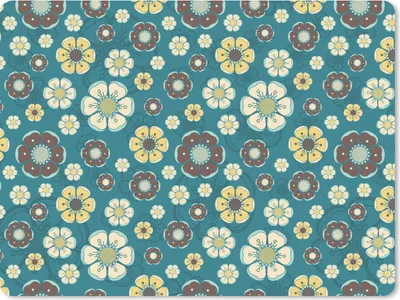 Produktbild von MuchoWow® Mauspad Mousepad Retro - Blumen - Muster - Blau 23x19 cm - Mousepads - Maus Mat - Pad - Mausunterlage - Schreibtischunterlage - Mauspad
