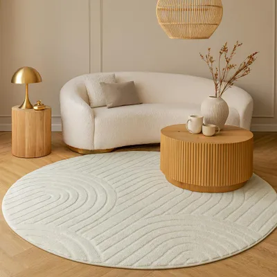 Produktbild von Milton & Oldbrook Runder Teppich Ø 200 cm Rumia Weiß
