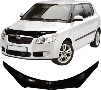 Produktbild von SCOUTT | Motorhaube Windabweiser Insekten Steinschlagschutz Für Skoda Fabia 2 Hatchback 2007-2014, Aerodynamisch, Einfache Montage, Getönt, Spezielle Halterungen Für Die Haube (Ohne Bohren)
