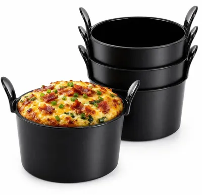Image de Moules en silicone pour friteuse à air chaud, lot de 4, extra épais (1,2 mm), couleur noire