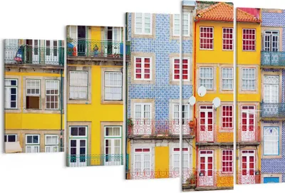 Produktbild von Bild auf Leinwand - Leinwandbild - 5 Teile - Casas Ribeira Porto - 150x100cm - Wand Bild - Wanddeko - Wandbilder - Leinwanddruck - Bilder - Wanddekoration - Leinwand bilder - Wandbild - EG150x100-4249