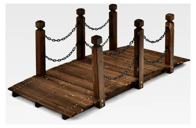Produktbild von Holzbrücke für den Garten, antike Bogenbrücke, dekorative Brücke mit Geländer, Tragkraft 120 kg, 150 x 67 x 55 cm