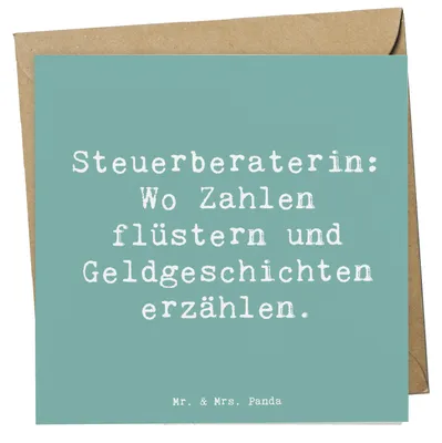 Produktbild von Mr. & Mrs. Panda Grußkarte Spruch Steuerberaterin Geschichten - Meeresbrise - Geschenk, Berufe, personalisierte Geschenke, Klappkarte, kreative, doppelkarte, Beruf