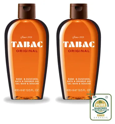 Obrázok produktu pre 2 balenia gélu na umývanie a sprchu Tabac Original – jemné čistenie – 400 ml – balenie s 2 kusmi