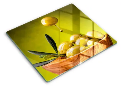 Zdjęcie produktu dla Deska kuchenna – 60 cm x 52 cm - Szklana deska do krojenia - Szkło hartowane – Antypoślizgowa - Smaczne Oliwki