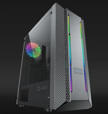 Produktbild von Aqirys MIZAR, Midi Tower, PC, Schwarz, ATX, micro ATX, Mini-ITX, Acrylnitril-Butadien-Styrol (ABS), Stahl, Gehärtetes Glas, Gaming