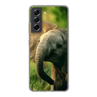 Produktbild von MuchoWow® Handyhülle Schutzhülle Hülle für Samsung Galaxy S21 FE Elefant - Grün - Tiere - Natur Silikon Softcase Handy Hülle - Mobiltelefonhülle