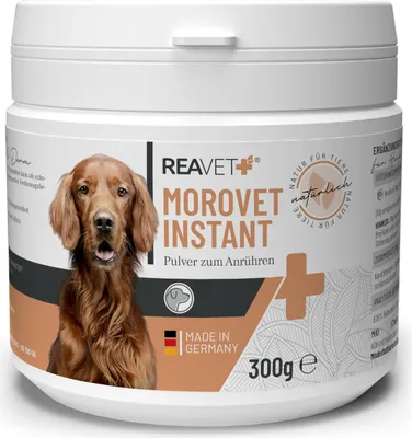 Produktbild von REAVET MoroVET Instant 300g bei Durchfall Hund, Natürliches Durchfallmittel für Hunde, Morosche Karottensuppe Hund ohne Kochen, Probiotika Pulver Schonkost