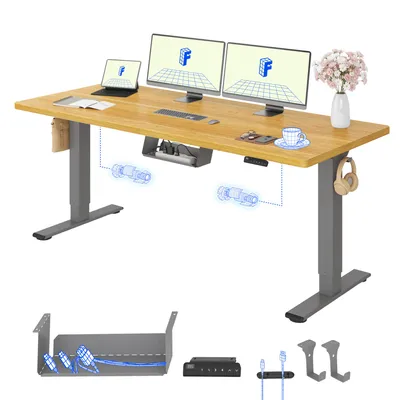 Produktbild von FLEXISPOT E1 Pro Elektrisch Höhenverstellbarer Schreibtisch 180x80cm 25MM EINTEILIGE TISCHPLATTE Doppelmotor 120KG Tragkraft, 4 Speicherplätze (Ahorn)
