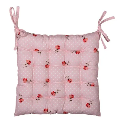 Produktbild von Clayre & Eef Stuhlkissen Schaumstoff 40x40x4 cm Rosa Baumwolle Quadrat Blumen
