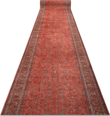 Image de TAPIS DE COULOIR antidérapant LOTUS TRADITION 58160 Classique, ornement rouge lavable 150 cm rouge 150x340 cm