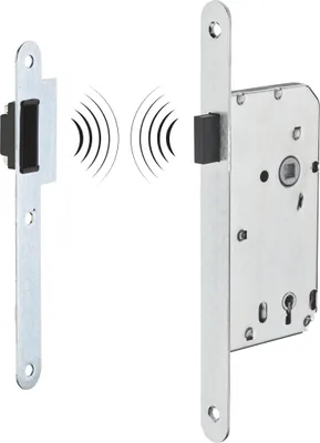 Image de Serrure encastrable magnétique à clé pour porte de chambre, axe 50mm, bouts ronds, 1 clé - THIRARD