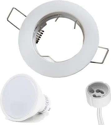 Produktbild von Einbaustrahler GU10 Ø65mm Bohrloch Alu inkl. GU10 5W Kaltweiß 350 Lumen LED Leuchtmittel Weiß-Matt Rund