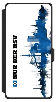 Produktbild von NIVOCASE Klapphülle für Samsung Galaxy S25 Ultra Handyhülle aus Kunst Leder NIVOflip schwarz Bundesliga HSV Offizielles Lizenzprodukt