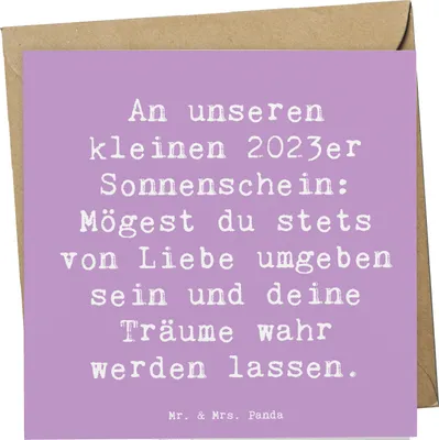 Produktbild von Mr. & Mrs. Panda doppelkarte Spruch 2023 Geburtstagstraum - Lavendeltraum - Geschenk, Alter, anlasskarte, faltkarte, Klappkarte, Geschenke für Geburtstag, Happy Birthday