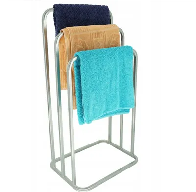 Produktbild von HMP Handtuchständer Handtuchhalter Silber massiv Loft Exklusiv Metall 100% Freistehend Dreifach