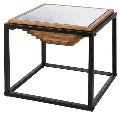 Immagine prodotto di Gilde Beistelltisch, quadratisch, "Moorea", Metall, schwarz, naturfarben, VE 1, L. 45 cm, B. 44.5 cm, H. 40 cm 53352 4063387533529
