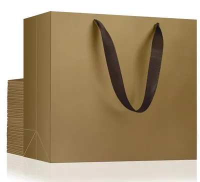 Produktbild von Goldbraune Papiergeschenktüten mit Griffen - 20 Stück (M)