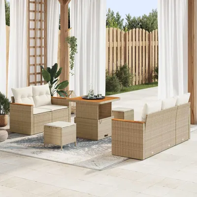 Image de Maison Exclusive - Ensemble canapé de jardin 8 pièces beige en polyrotin