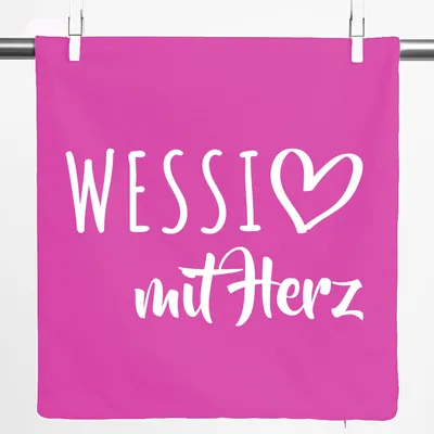 Produktbild von Huuraa Kissenbezug Wessi mit Herz 40x40cm Fuchsia Baumwolle Dekokissenbezug Geschenkidee