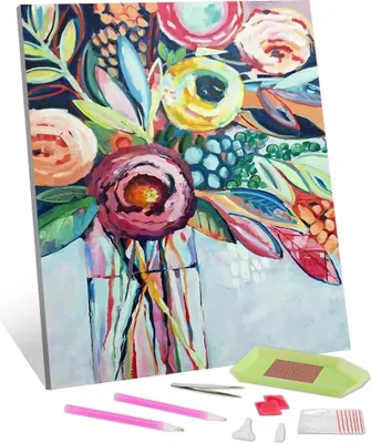 Obrázek produktu pro TISHIRON Diamantová malířská sada 5D Abstraktní květiny 30x45cm