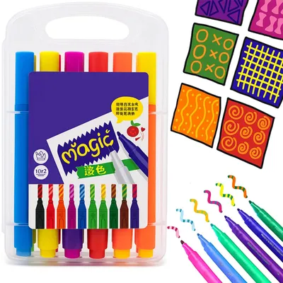 Zdjęcie produktu dla PISAKI MAZAKI ZMIENIAJĄCE kolor 12 szt magiczne flamastry kreatywne dla dzieci do rysowania i zabawy