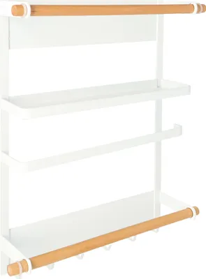 Produktbild von QUVIO Magnetisches Küchenregal aus Metall - Küchenregal für Kräuter, Handtücher und Servierlöffel - Weiß