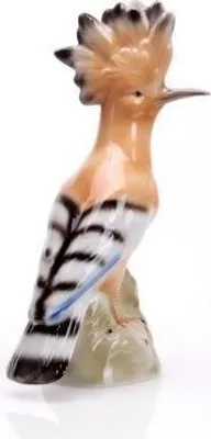 Image de Figurine en porcelaine représentant une huppe, 11 cm, peinte à la main, décorée de couleurs vives