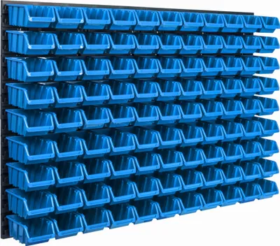 Immagine prodotto di Pannello portautensili a parete 115 x 78 cm con 99 pezzi. Scatole sospese Scatole blu Sistema di stoccaggio
