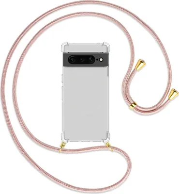 Produktbild von Handykette Backcover-Schutzhülle mit Band (Metall goldfarben) für Google Pixel 7 Pro - roségold