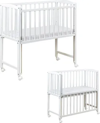 Produktbild von Baby-Delux Beistellbett Babybett 90x40 höhenverstellbar weiß mit Matratze und Räder