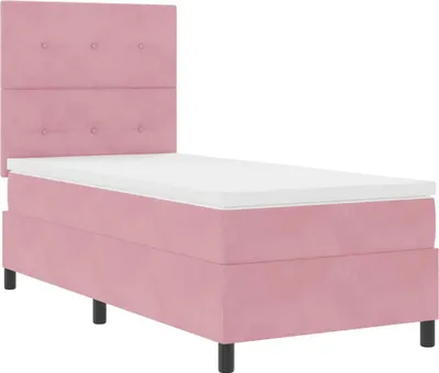 Immagine prodotto di Letto a Sorgente LED con materasso Rosa 90 x 190 cm Velluto