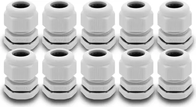 Produktbild von 10x ARLI Kabelverschraubungen IP68 Grau M20 x 1,5 mm mit metrischem Anschlussgewinde und Gegenmutter