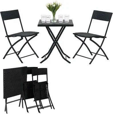 Produktbild von Black Forest Balkonmöbel Set 3-teilig, 2 Stühle und Tisch, Schwarz