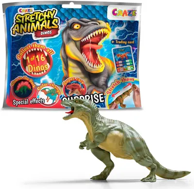 Produktbild von Craze Stretchy Animals Dinos - Superdehnbare Dino Figuren, Dinosaurier Spielzeug zum Sammeln mit elastischer Haut und spezieller Füllung